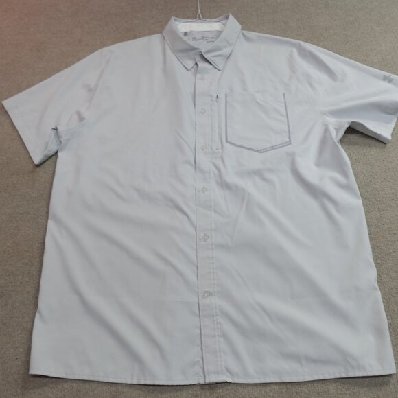 Under Armour Mens Shirt 2XL Gray Light Solid Short Sleeve Performance Pocket - Picture 1 of 11